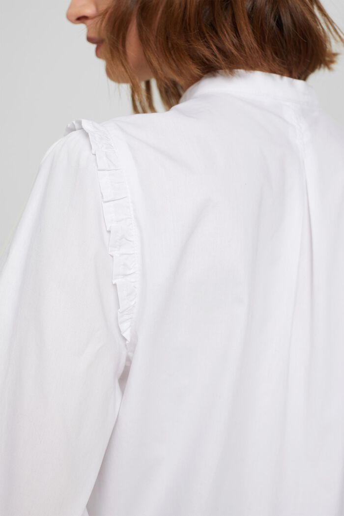 Košilová halenka s rýšky, ze 100% bavlny, WHITE, detail image number 2