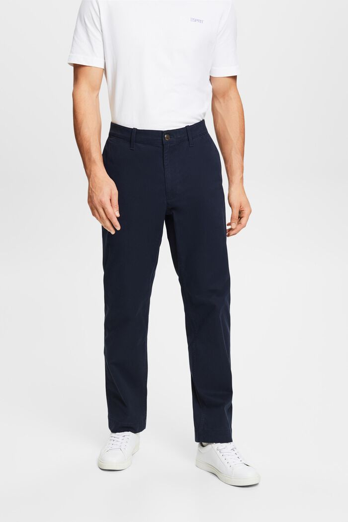 Kalhoty chino, bavlněný kepr, rovný střih, NAVY, detail image number 0