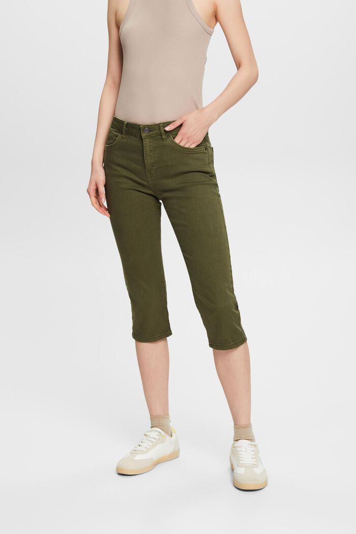 Capri kalhoty z bio bavlny, KHAKI GREEN, detail image number 0