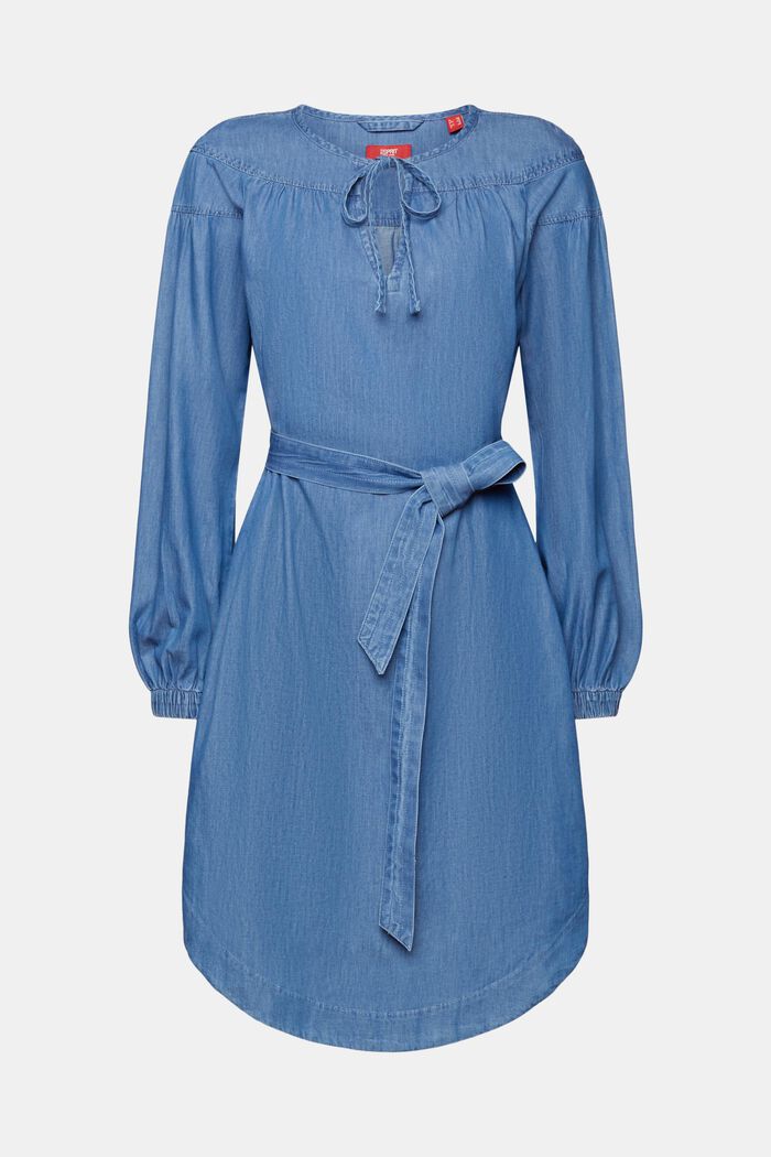 Lehké džínové šaty s vázačkou, BLUE MEDIUM WASHED, detail image number 5