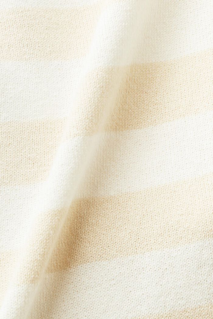 Pruhovaný pulovr ze směsi bavlny a lnu, CREAM BEIGE, detail image number 4