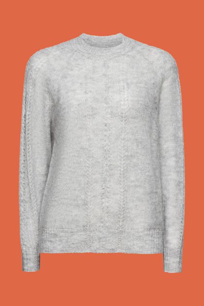 Pletený pulovr s výstřihem ke krku a s dírkovaným vzorem