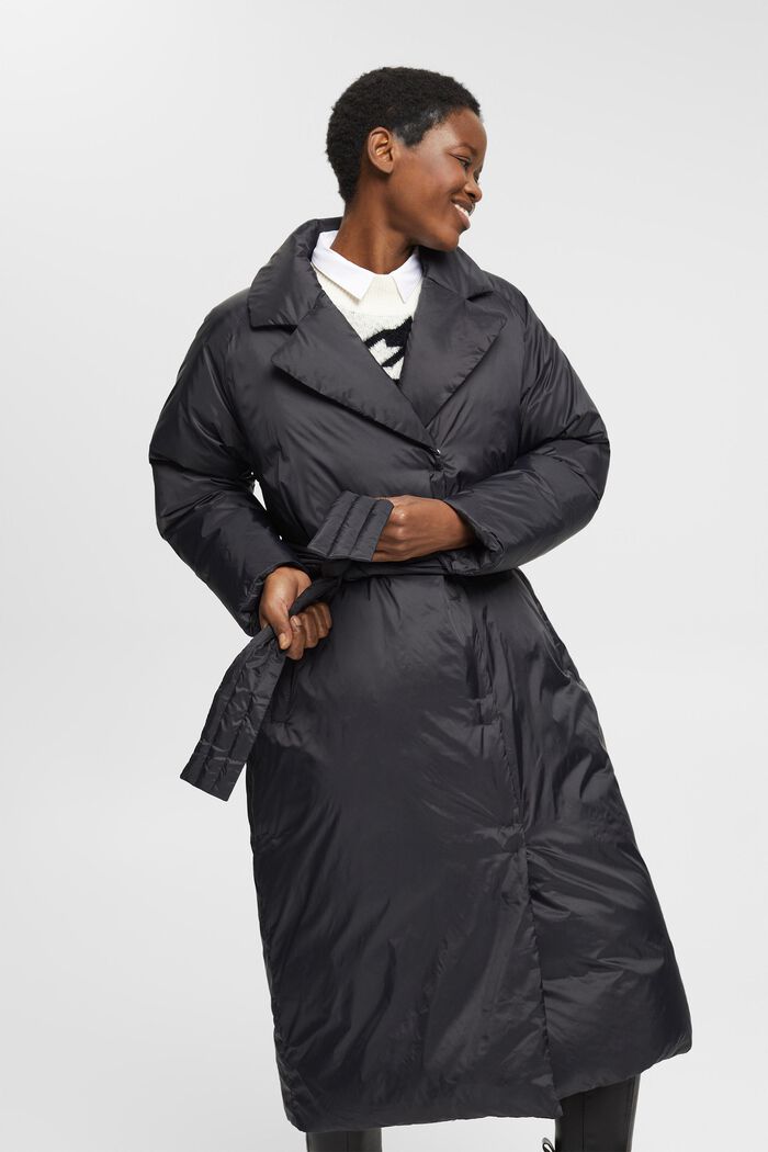 Dlouhý kabát z recyklované výplně z prachového peří, BLACK, detail image number 3