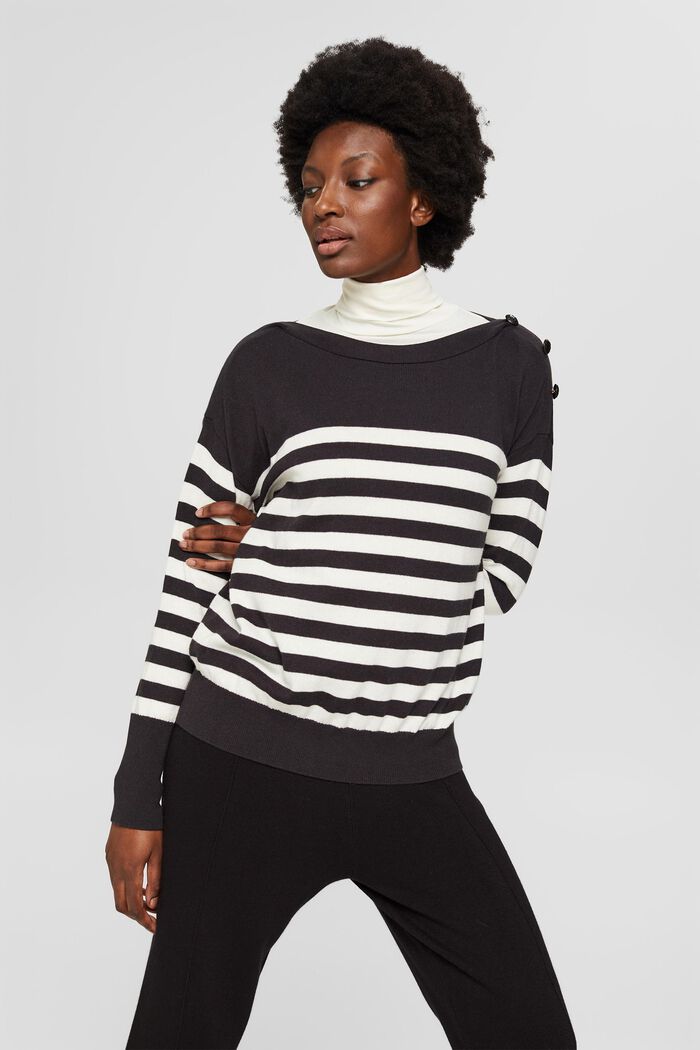 S kašmírem: pulovr s malým detailem v podobě knoflíku, NEW BLACK, overview