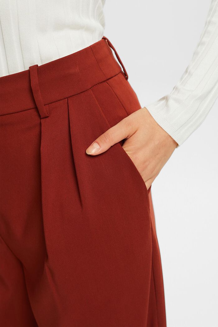 Tkané kalhoty se širokými nohavicemi, RUST BROWN, detail image number 2