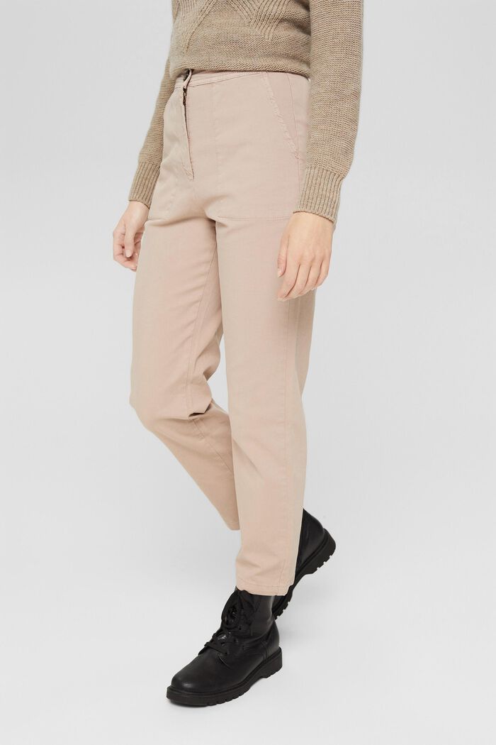 Kalhoty s vysokým pasem z bio bavlny, LIGHT TAUPE, detail image number 0