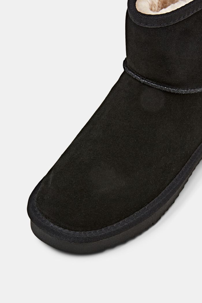 Semišové boty s podšívkou z umělé kožešiny, BLACK, detail image number 3