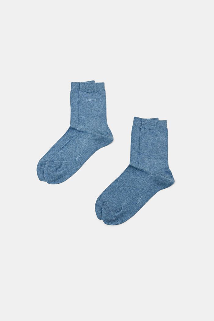 2 páry ponožek s vpleteným logem, bio bavlna, LIGHT DENIM, detail image number 0