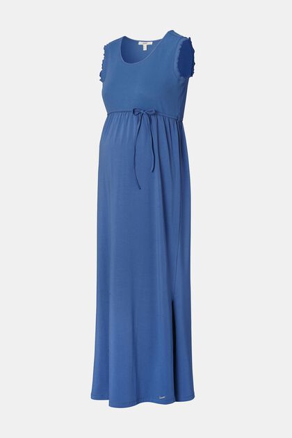 Maxi šaty z bio bavlny, SMOKE BLUE, overview
