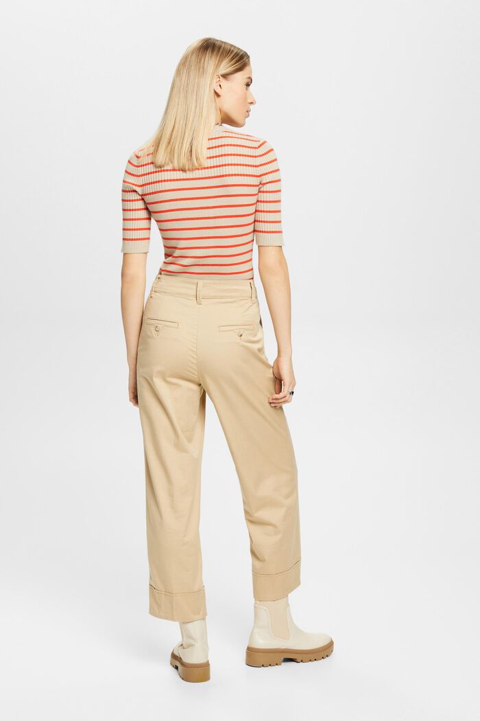 Kalhoty chino, vysoký pas, rovné nohavice, SAND, detail image number 3