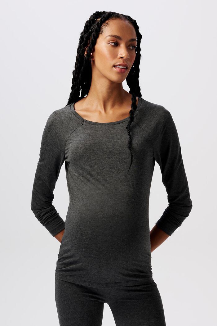 Tričko s dlouhým rukávem a úpravou pro kojení, ANTHRACITE MELANGE, detail image number 0