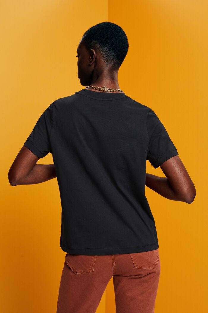 Volné tričko, 100 % bavlna, BLACK, detail image number 3
