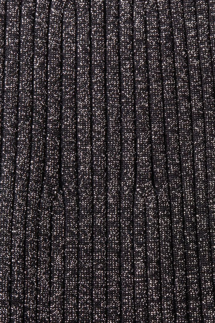 Midi sukně z žebrové pleteniny z příze lamé, BLACK, detail image number 5