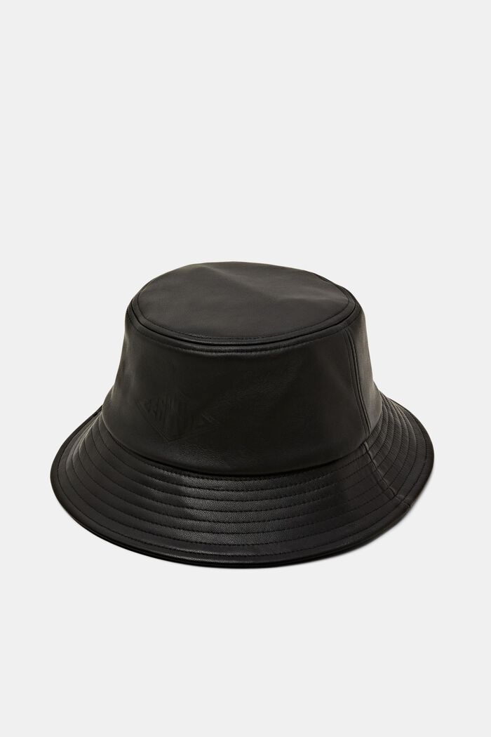 Kožený klobouček typu bucket s logem, BLACK, detail image number 0