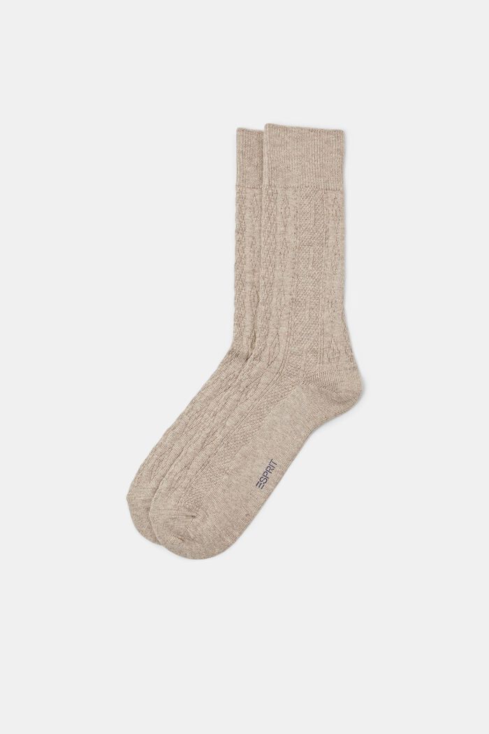 Ponožky z copánkové pleteniny, BEIGE MELANGE, detail image number 0