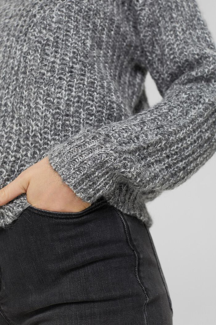 S alpakou: pulovr s vyplétaným vzorem, GUNMETAL, detail image number 2