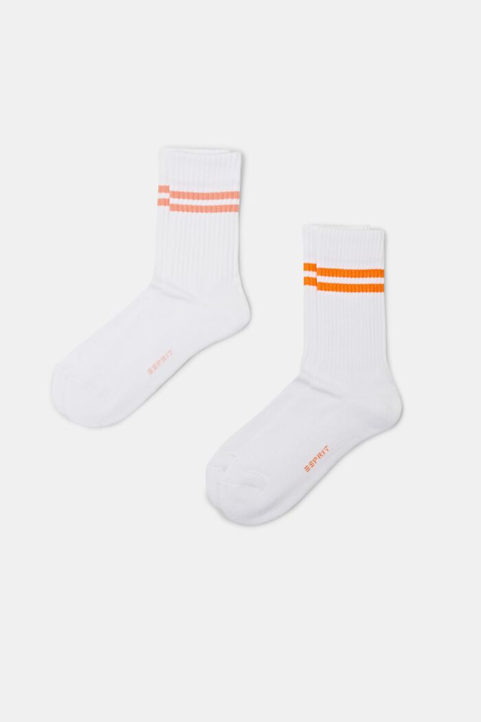 Pruhované tenisové ponožky, 2 páry v balení, WOOLWHITE, detail image number 0