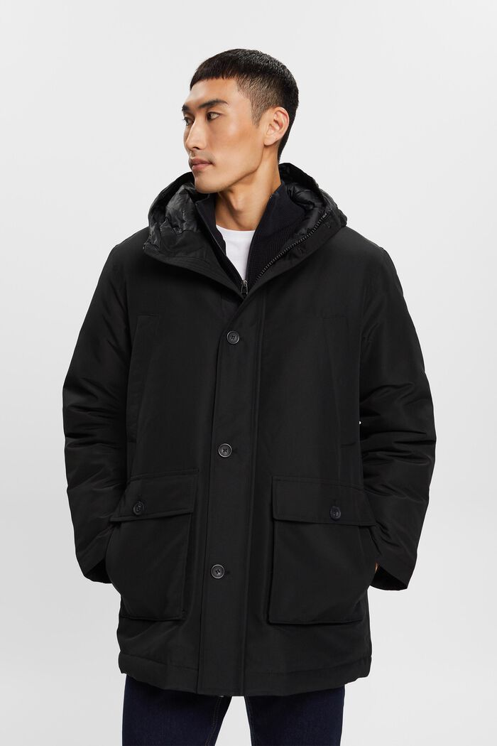 Péřová bunda s kapucí, BLACK, detail image number 0