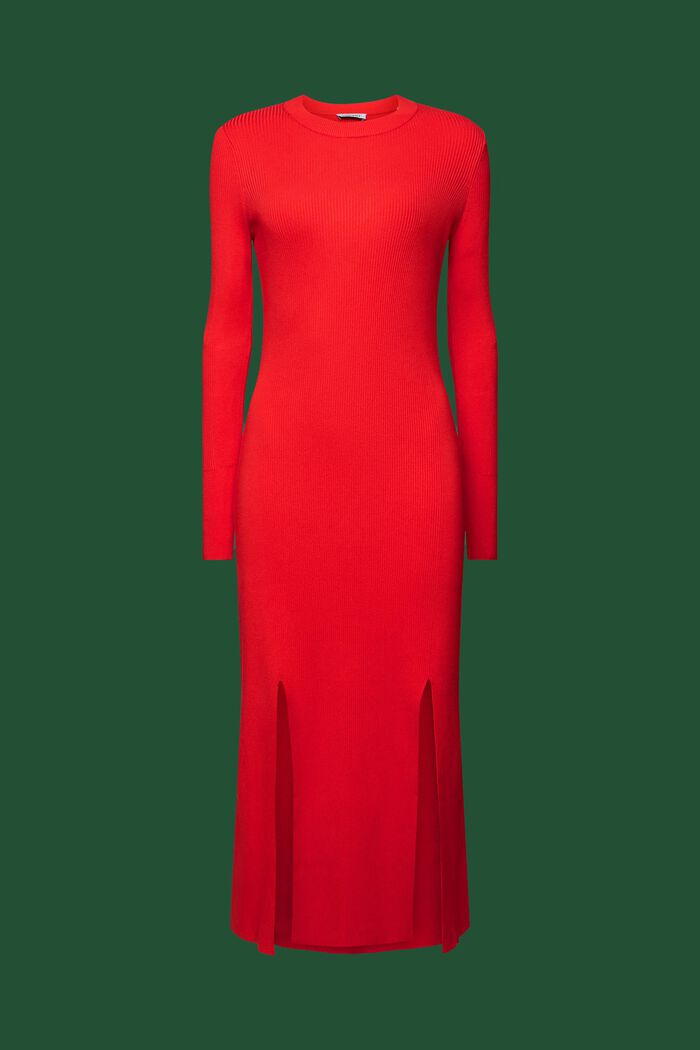 Midi šaty z žebrové pleteniny, RED, detail image number 7