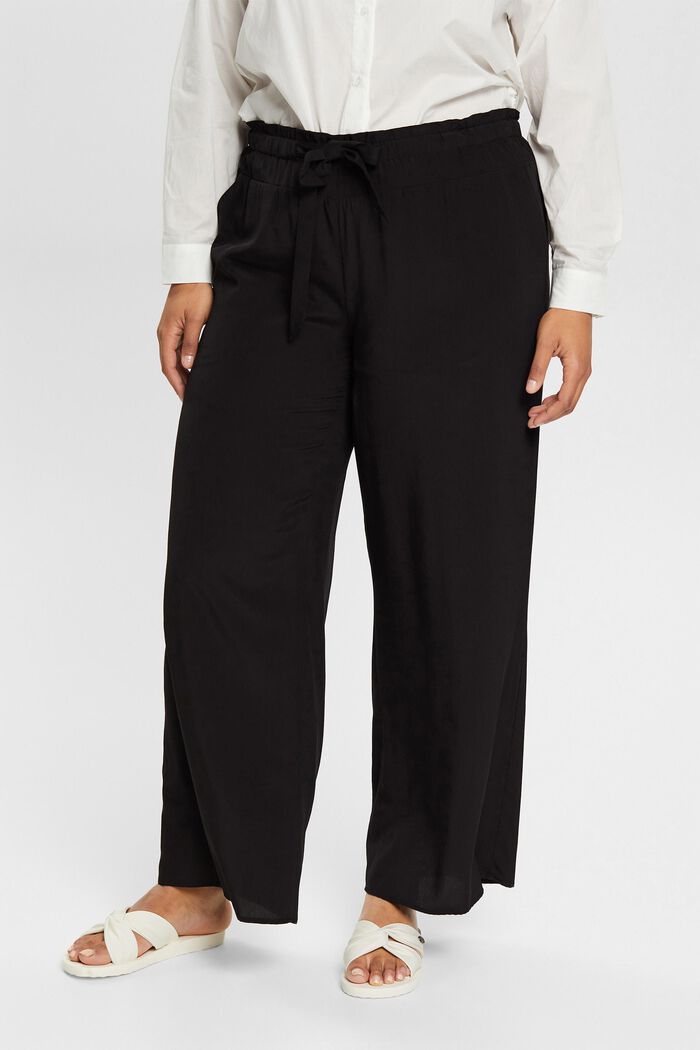 CURVY kalhoty se širokými nohavicemi, LENZING™ ECOVERO™, BLACK, detail image number 0