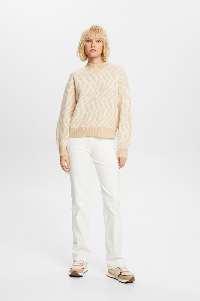 Žakárový pulovr s abstraktním vzorem, DUSTY NUDE, detail image number 5
