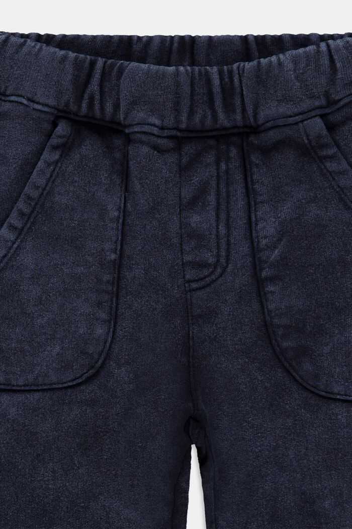 Joggingové kalhoty se sepraným vzhledem, 100% bavlna, BLUE DARK WASHED, detail image number 2