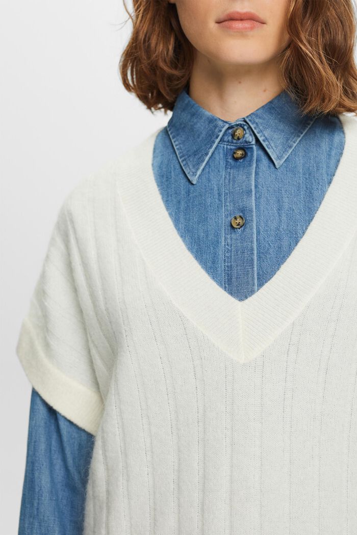 Oversize pulovr z žebrové pleteniny, výstřih do V, ICE, detail image number 1