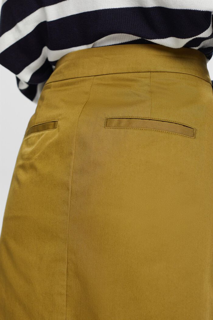 Sukně s opaskem a délkou po kolena, 100% bavlna, OLIVE, detail image number 4