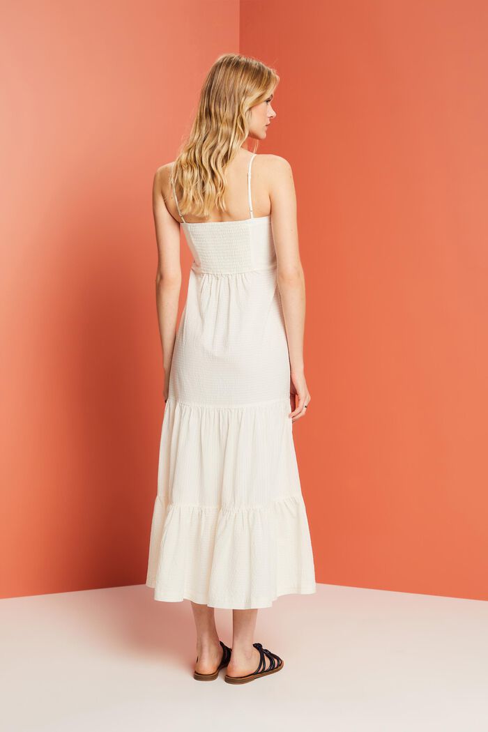 Stupňovité maxi šaty s knoflíky na předním dílu, WHITE, detail image number 3