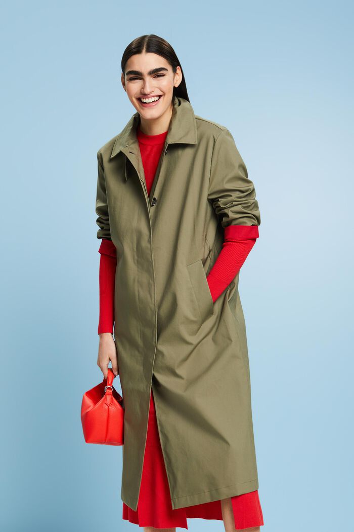 Kabát typu car coat, midi délka, OLIVE, detail image number 0