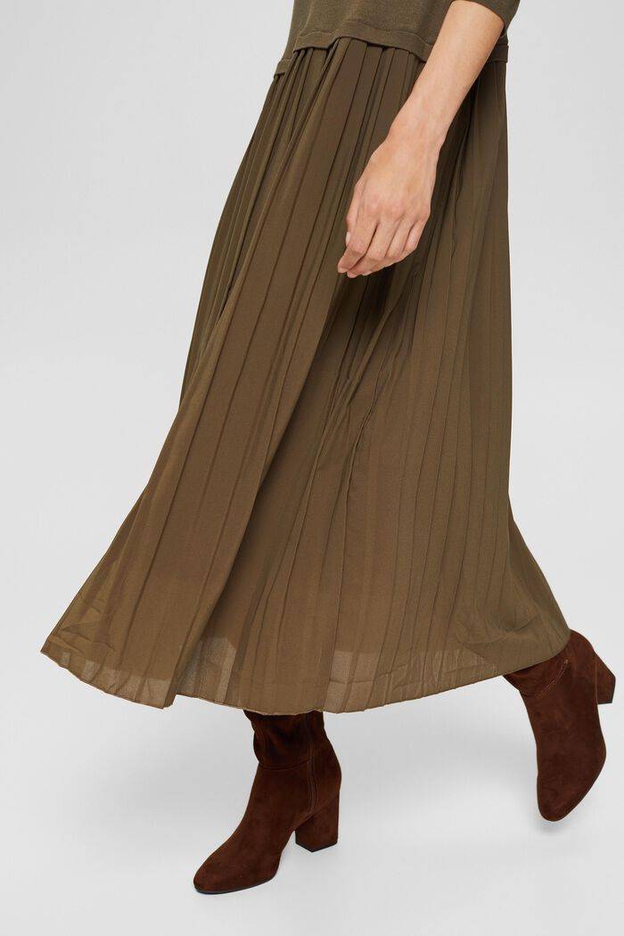 Šaty s dvoudílným vzhledem, s vlákny LENZING™ ECOVERO™, DARK KHAKI, detail image number 5