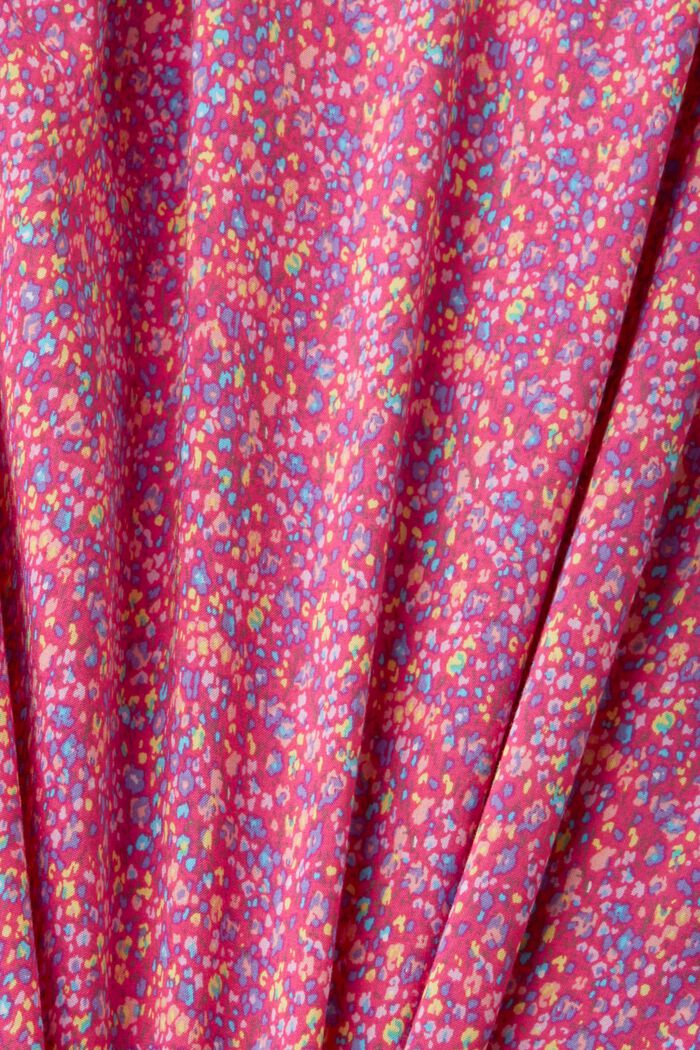 Květovaná halenka se špičatým výstřihem a knoflíky, PINK FUCHSIA, detail image number 6