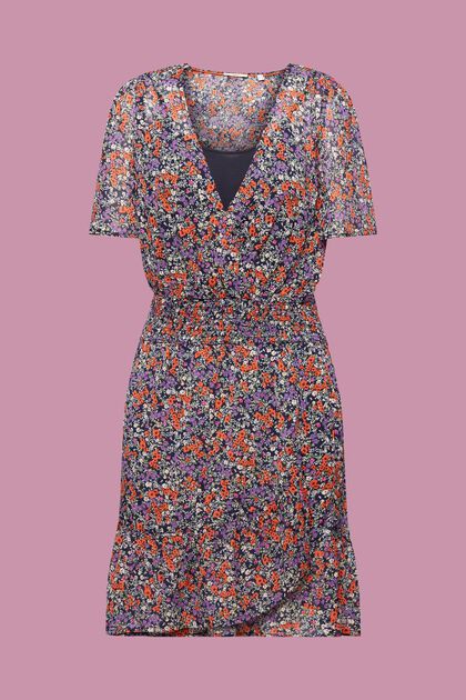 Květované mini šaty s řaseným pasem