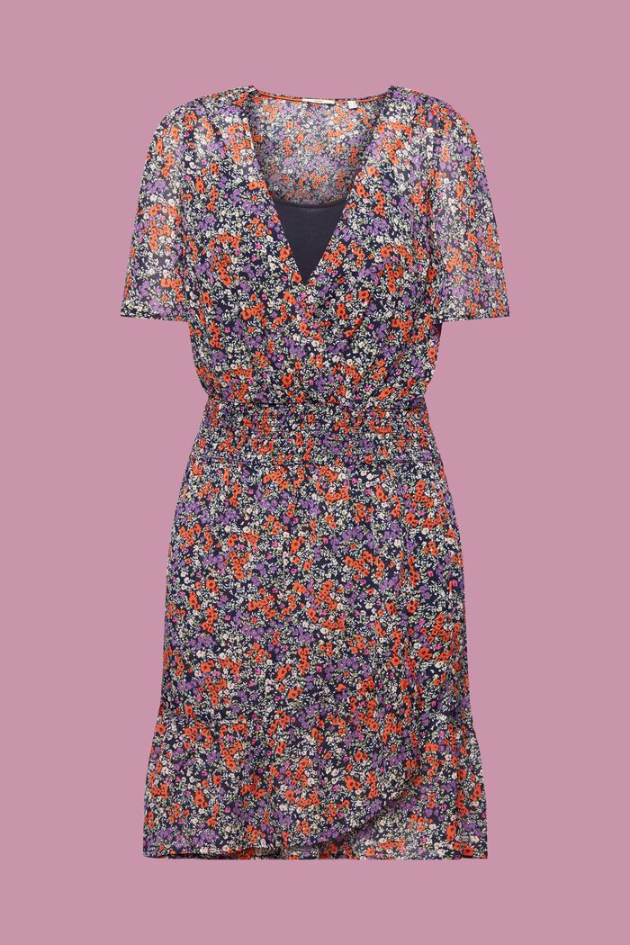 Květované mini šaty s řaseným pasem, NAVY, detail image number 2
