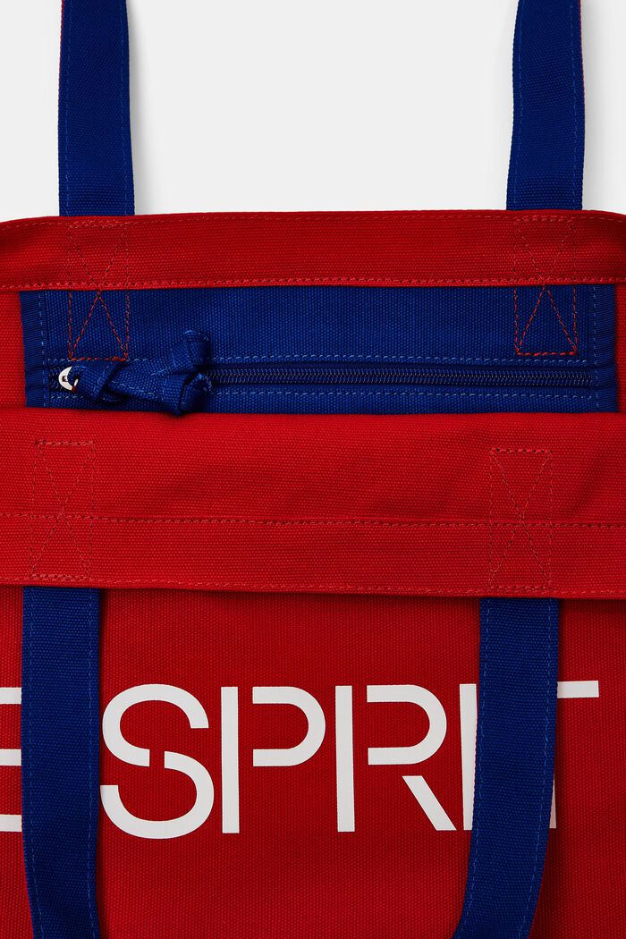 Plátěná kabelka tote s logem, DARK RED, detail image number 3