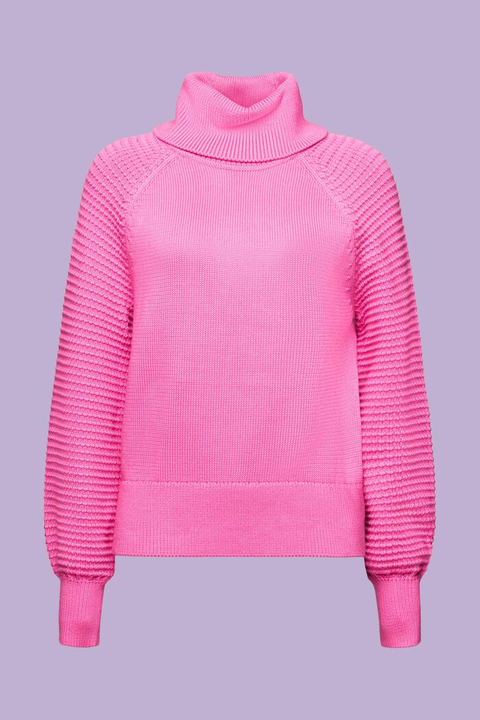 Bavlněný pulovr s nízkým rolákovým límcem, PINK FUCHSIA, detail image number 6