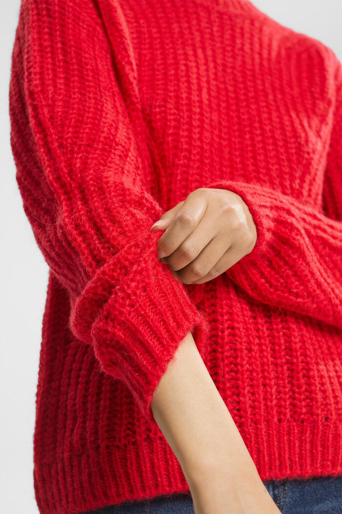 Robustní pletený pulovr s alpakou, RED, detail image number 0