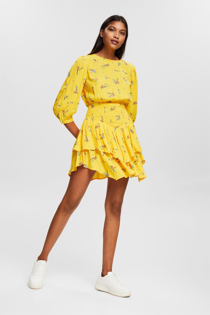 Mini šaty s volánovou sukní, LENZING™ ECOVERO™, SUNFLOWER YELLOW, detail image number 6