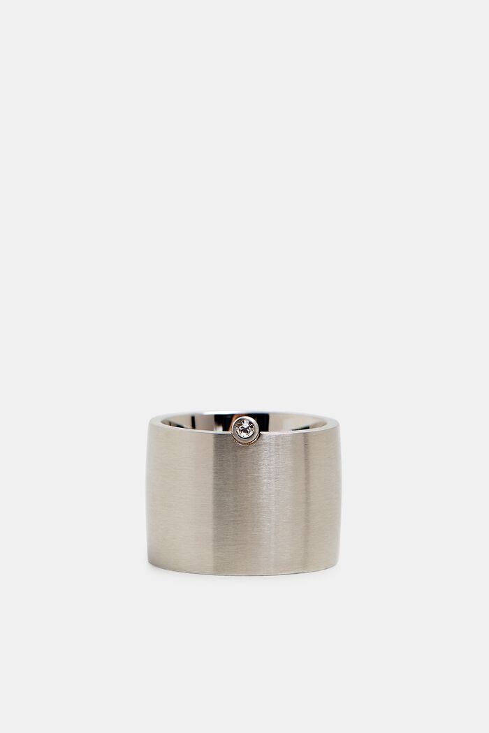 Výrazný prsten se zirkonem/nerezová ocel, SILVER, detail image number 0