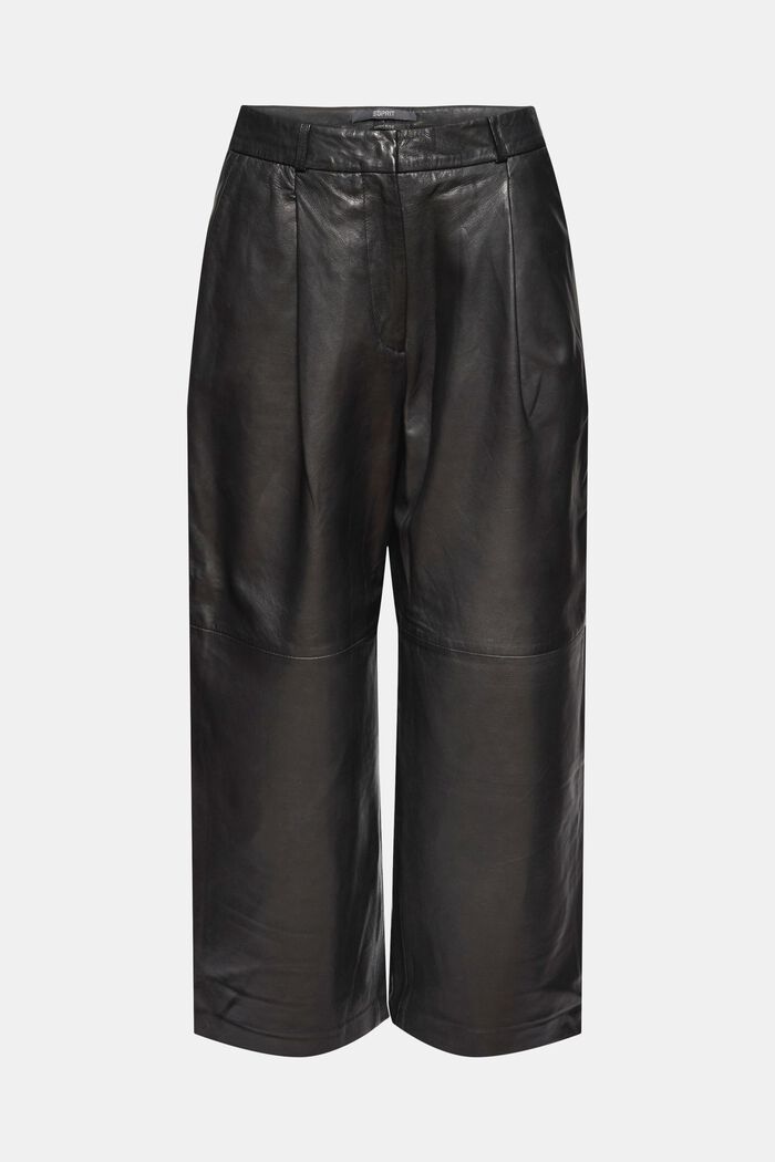 Z kůže: Kalhotová sukně s vysokým pasem, BLACK, detail image number 6