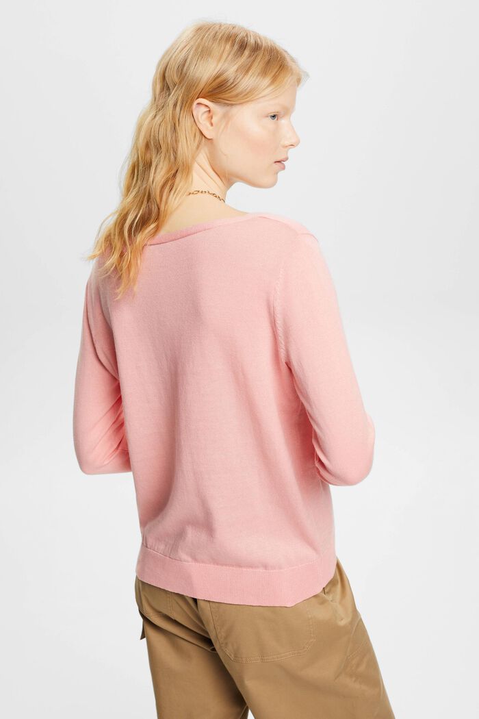 Bavlněný pulovr se špičatým výstřihem, PINK, detail image number 3