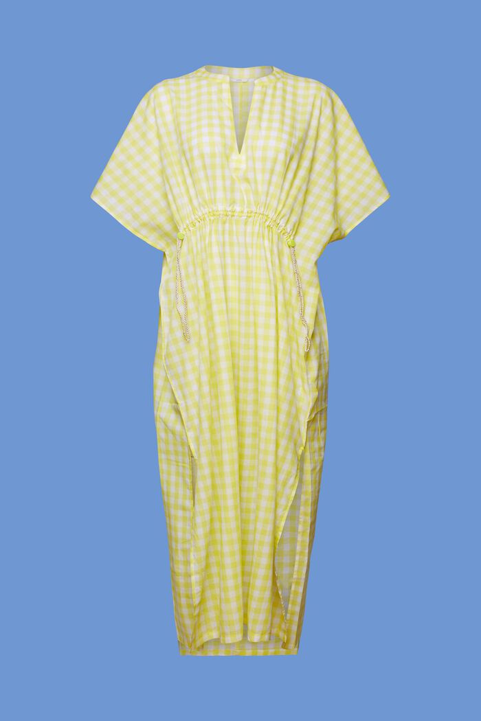 Plážové kaftanové šaty, 100% bavlna, LIME YELLOW, detail image number 7