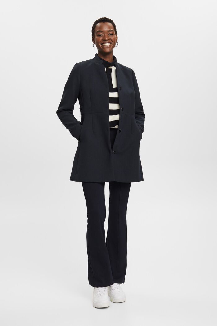 Vypasovaný kabát s límcem s obrácenými klopami, BLACK, detail image number 5