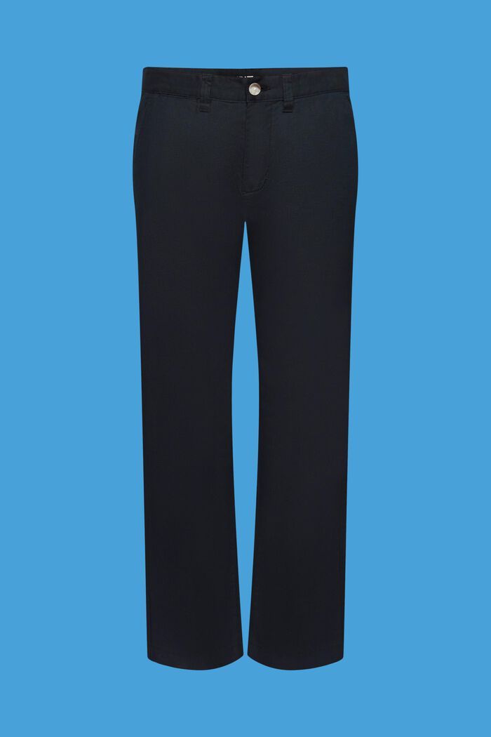 Kalhoty ze směsi bavlny a lnu, BLACK, detail image number 6