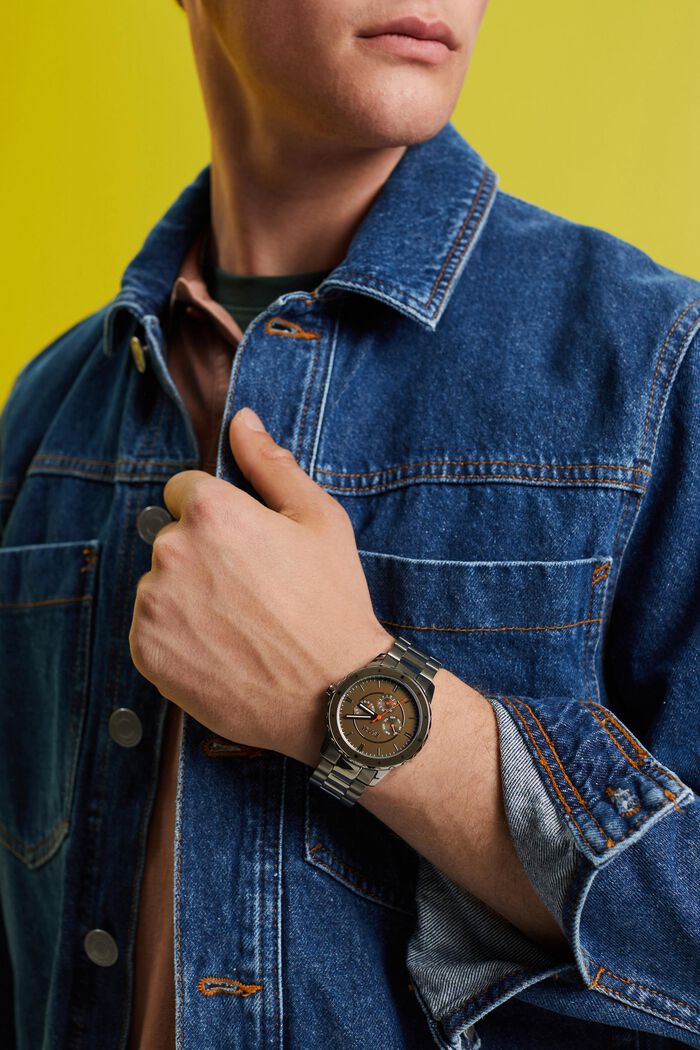 Nerezové hodinky s článkovým náramkem, GREY, detail image number 2