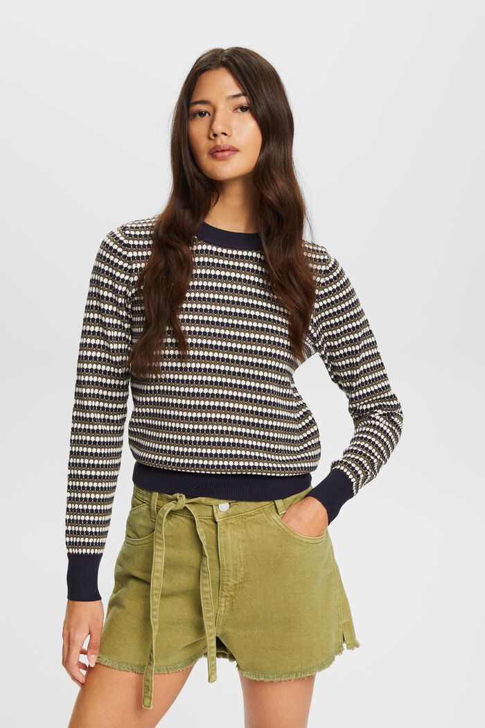 Vícebarevný pulovr, směs s bavlnou, NAVY, detail image number 0