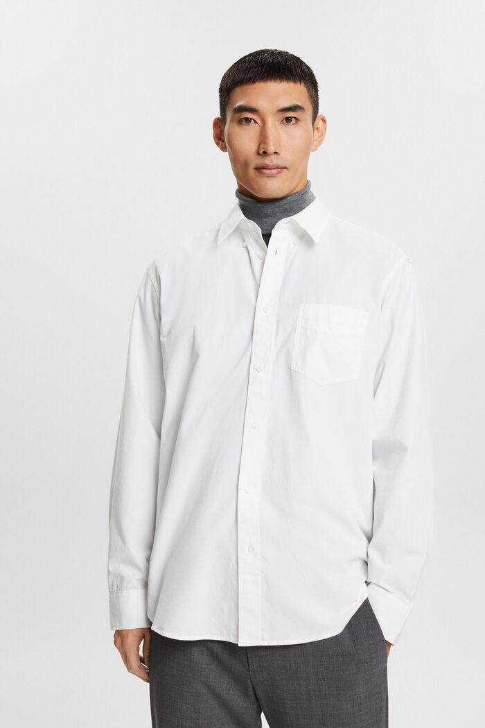 Propínací popelínová košile, 100 % bavlna, WHITE, detail image number 0