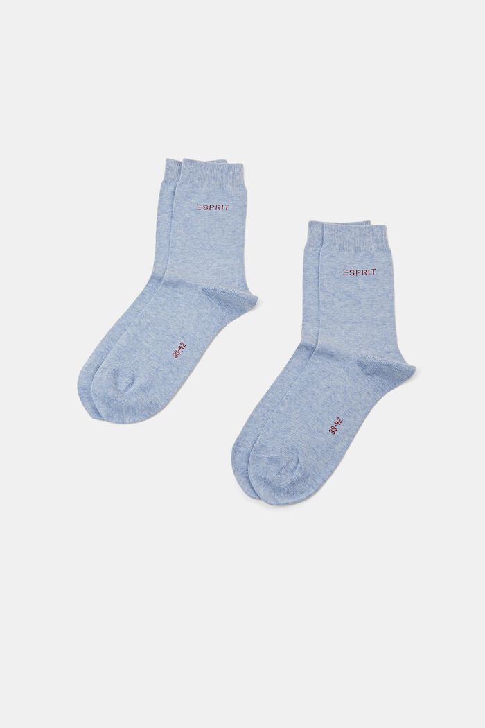 2 páry ponožek s vpleteným logem, bio bavlna, JEANS, detail image number 0