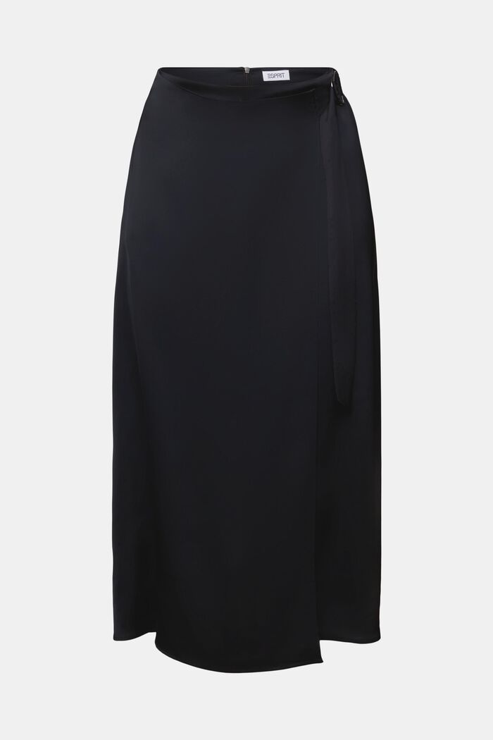 Saténová zavinovací midi sukně, BLACK, detail image number 6