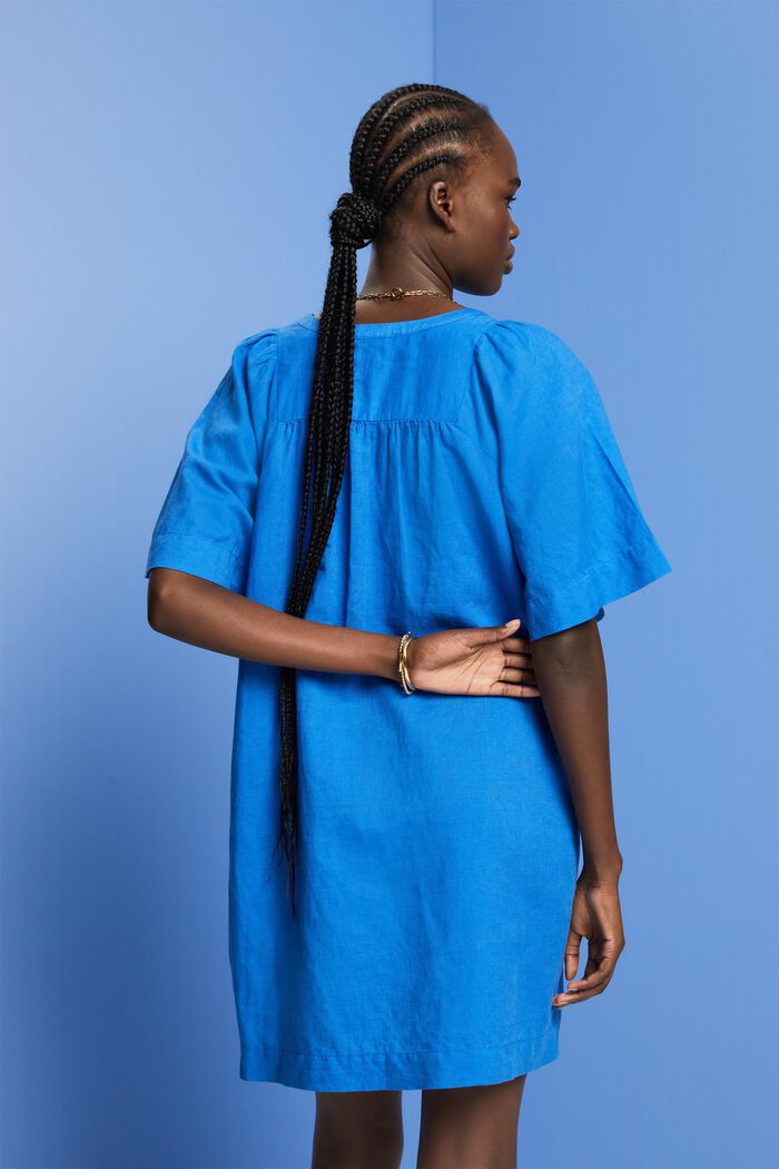 Mini šaty, směs s bavlnou a se lnem, BRIGHT BLUE, detail image number 3